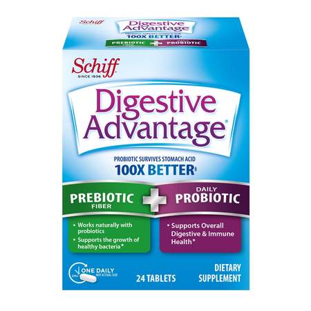 Digestive Advantage Prebiotic Fiber Plus Probiotic Tablets.