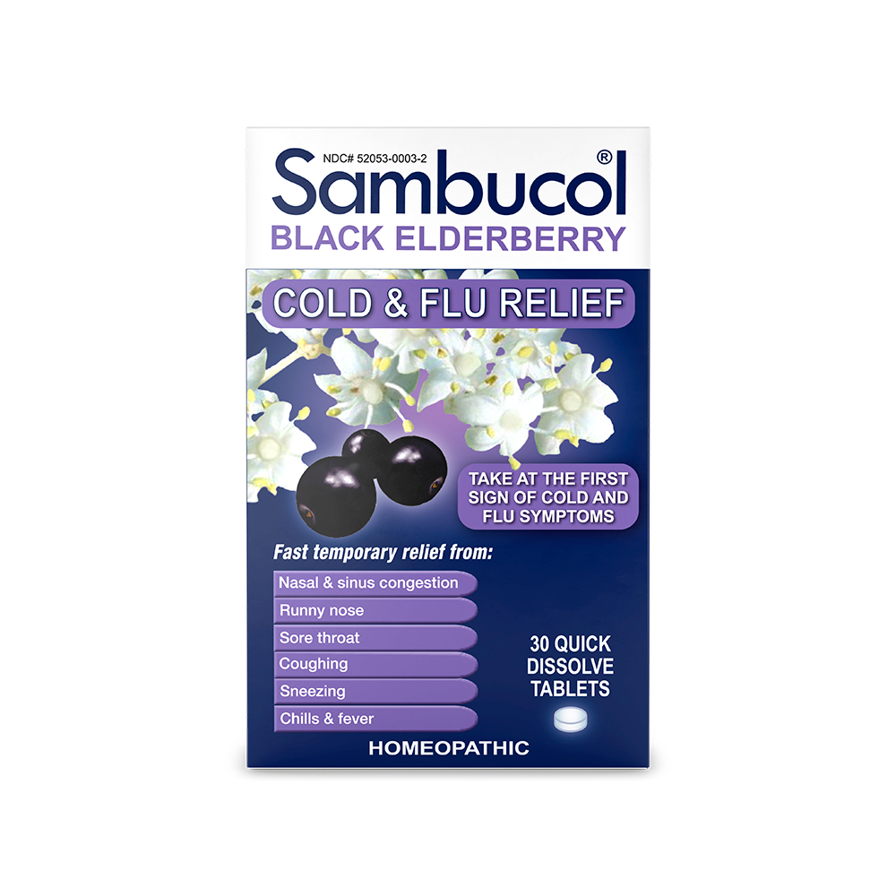 Black Elderberry Homeopathic Cold & Flu Relief Tablets 